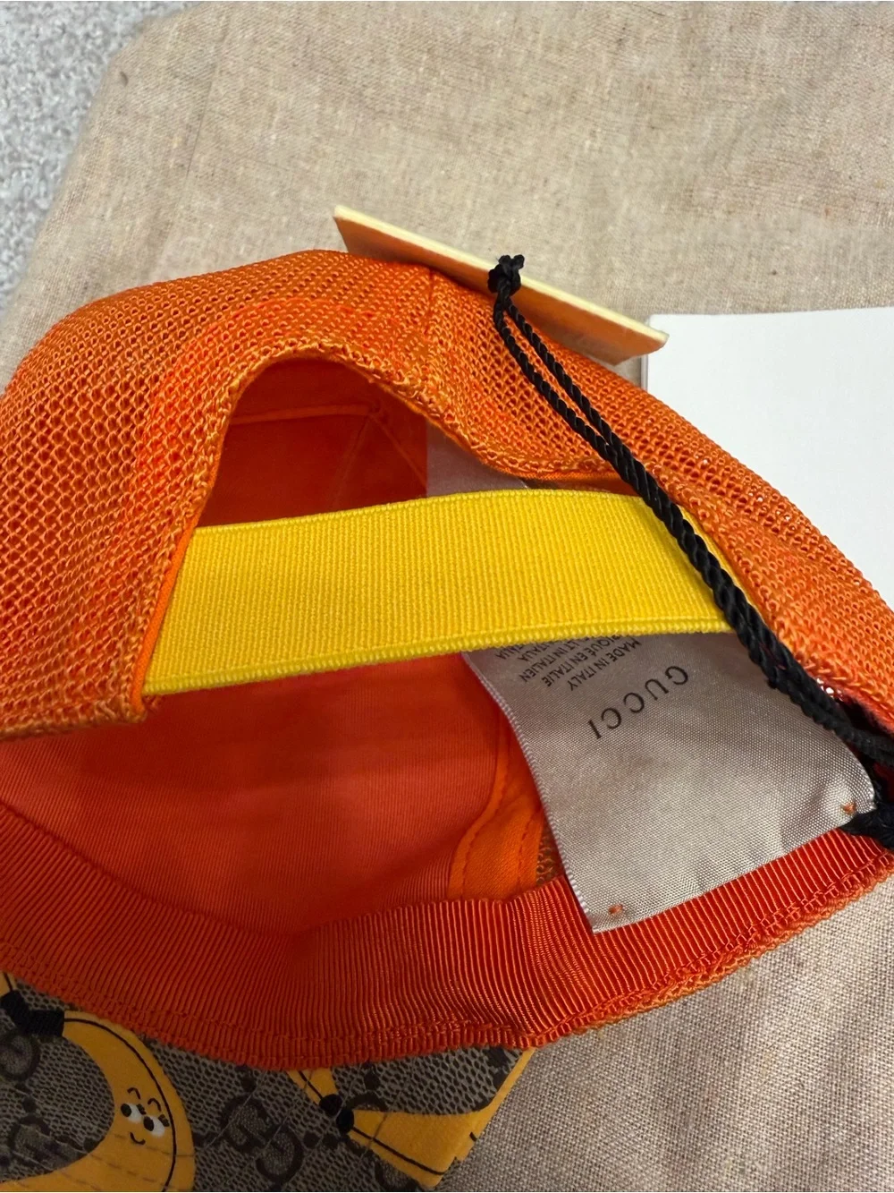 Gucci Kids Brown & Orange Banana-Print Mesh Trucker Hat